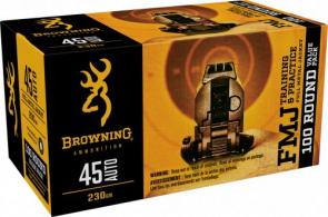 Browning Training and Practice Full Metal Jacket 45 ACP 230gr Ammo 100 Round Box - B191800454 Browning Training and Practice Full Metal Jacket 45 ACP 230gr Ammo 100 Round Box - B191800454