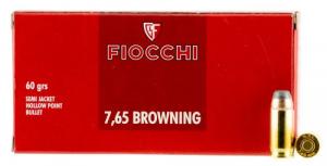 Main product image for Fiocchi Shooting 32 Automatic Colt Pistol (ACP) 60 GR Semi-Jacketed Hollow Point 50 Bx/ 20 Cs