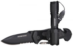 Humvee Adventure Gear HMVKCER1 Rescue Combo 3.25" Folding Spear Point Part Serrated Stainless Steel Blade Black Aluminum Handle  - 734