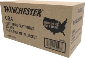 Winchester USA 223 Remington 55gr FMJ Ammo 1000 Round case - W2231000 Winchester USA 223 Remington 55gr FMJ Ammo 1000 Round case - W2231000