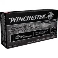 Winchester Super Suppressed 45 ACP 230GR FMJ 50rd box - SUP45 Winchester Super Suppressed 45 ACP 230GR FMJ 50rd box - SUP45