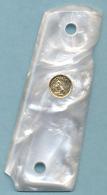 Ajax White Pearlite Polymer Pistol Grip w/Medallion For Colt 1911
