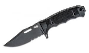 SOG Drop Point Blade Fixed Knife w/Black Zytel Handle