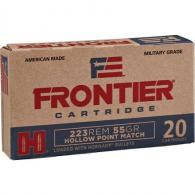 Hornady Frontier Boat Tail Hollow Point 223 Remington Ammo 20 Round Box - FR160
