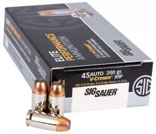 Sig Sauer ammo V-Crown .45 ACP 200gr JHP 50rd box - E45AP1-50