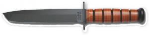 Kabar Tanto Fixed Knife w/Plain Edge/Leather Handle & Sheath - 1264