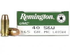 Remington Ammunition 23746 UMC 40 S&W 165 gr Full Metal Jacket (FMJ) 50 Bx/ 10 Cs - L40SW4 Remington Ammunition 23746 UMC 40 S&W 165 gr Full Metal Jacket (FMJ) 50 Bx/ 10 Cs - L40SW4