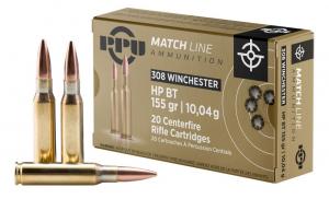 PPU Match 308 Win 155 gr Hollow Point Boat-Tail (HPBT) 20 Bx/ 10 Cs - PPM3081 PPU Match 308 Win 155 gr Hollow Point Boat-Tail (HPBT) 20 Bx/ 10 Cs - PPM3081