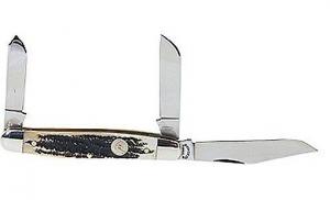 Queen Cutlery Large Stockman Stag Bone Knife w/Clip/Sheepsfo - 2002A