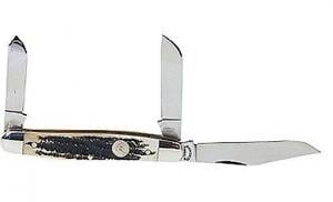 Queen Cutlery Large Stockman Stag Bone Knife w/Clip/Sheepsfo