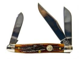 Queen Cutlery Cattle King Knife w/Stag Bone Handle & 3 Blade