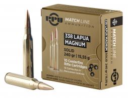 PPU Match 338 Lapua Mag 240 gr Copper Solid 10 Bx/ 20 Cs - PPM338