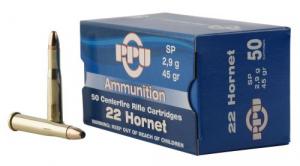 PPU Standard Rifle 22 Hornet 45 gr Soft Point  50 round box - PP22H