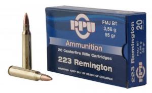 PPU Standard Rifle 223 Rem 55 gr Full Metal Jacket Boat-Tail (FMJBT) 20 Bx/ 50 Cs - PP223F1