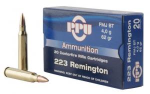 Main product image for PPU 223 Rem/5.56 NATO 62GR FMJ BTl 20ct