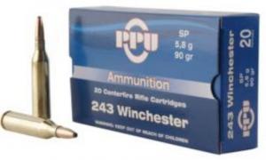 PPU Standard Rifle 243 Winchester 90 Gr Soft Point 20 Bx