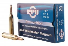 PPU Standard Rifle 264 Win Mag 140 gr Pointed Soft Point 20rd box - PP264