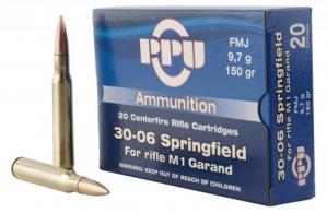 PPU Standard Rifle 30-06 Springfield M1 Grand 150 gr Full Metal Jacket 20rd box - PP3006G PPU Standard Rifle 30-06 Springfield M1 Grand 150 gr Full Metal Jacket 20rd box - PP3006G