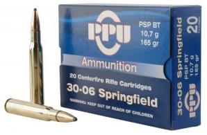 PPU Standard Rifle 30-06 Springfield 165 gr Pointed Soft Point (PSP) 20 Bx/ 10 Cs - PP30062