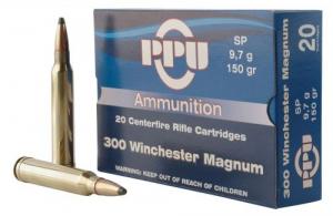PPU Standard Rifle 300 Win Mag 150 gr Soft Point (SP) 20 Bx/ 10 Cs - PP3001 PPU Standard Rifle 300 Win Mag 150 gr Soft Point (SP) 20 Bx/ 10 Cs - PP3001