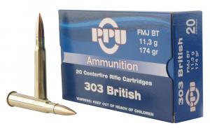 PPU Standard Rifle 303 British 174 gr Full Metal Jacket 20rd box - PP303F PPU Standard Rifle 303 British 174 gr Full Metal Jacket 20rd box - PP303F