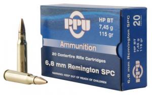 PPU Standard Rifle 6.8 SPC 115 gr Hollow Point Boat-Tail (HPBT) 20 Bx/ 50 Cs - PP68H PPU Standard Rifle 6.8 SPC 115 gr Hollow Point Boat-Tail (HPBT) 20 Bx/ 50 Cs - PP68H