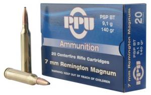 PPU Standard Rifle 7mm Rem Mag 140 gr Pointed Soft Point (PSP) 20 Bx/ 10 Cs - PP7RM1