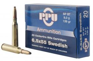 PPU Metric Rifle 6.5x55 Swedish 139 gr Soft Point (SP) 20 Bx/ 10 Cs