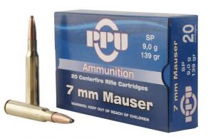 PPU Metric Rifle 7mm Mauser 139 gr Soft Point (SP) 20 Bx/ 10 Cs - PP7