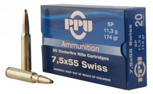 PPU Metric Rifle 7.5x55mm Swiss 174 gr Soft Point (SP) 20 Bx/ 10 Cs - PP7SS PPU Metric Rifle 7.5x55mm Swiss 174 gr Soft Point (SP) 20 Bx/ 10 Cs - PP7SS