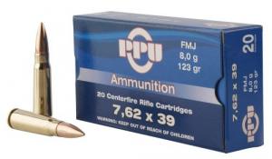 Main product image for PPU Metric Rifle 7.62x39mm 123 gr Full Metal Case (FMC) 20 Bx/ 50 Cs