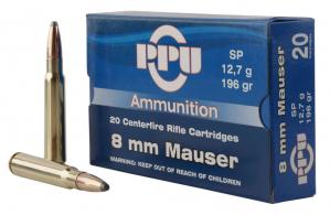 PPU Metric Rifle 8mm Mauser 196 gr Soft Point 20rd box - PP8S PPU Metric Rifle 8mm Mauser 196 gr Soft Point 20rd box - PP8S