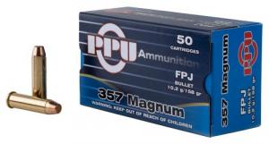 PPU Handgun 357 Mag 158 gr Flat Point Jacketed (FPJ) 50 Bx/ 10 Cs - PPH357MF