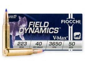 Fiocchi Hornady V-Max Polymer Tip 223 Remington Ammo 50 Round Box - 223HVB50
