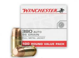 Main product image for Winchester  USA  380 ACP 95 Grain Full Metal Jacket 100rd box