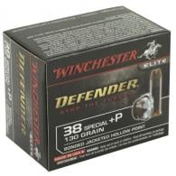 Winchester Defender Handgun Ammo .38 Special +P 130 gr JHP 950 FPS 20/ct - S38PDB Winchester Defender Handgun Ammo .38 Special +P 130 gr JHP 950 FPS 20/ct - S38PDB