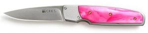 Columbia River Drop Point Folder Knife w/Pink Handle & Plain