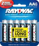 RayoVac 6 Pack Carded Alkaline AA Batteries - 8156E RayoVac 6 Pack Carded Alkaline AA Batteries - 8156E