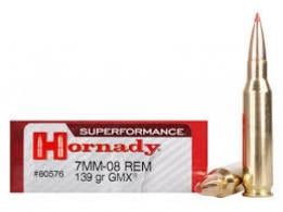 Hornady GMX 7mm-08 Remington Gilding Metal Expanding 139 GR 20rd box - 80576