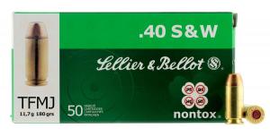 Sellier & Bellot SB40NT Handgun Non-Tox 40 S&W 180 gr Full Metal Jacket (FMJ) 50 Bx/ 20 Cs - V311232U