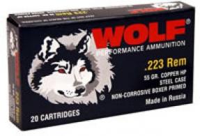 Wolf .223 Remington 55 Grain Copper Hollow Point - 500 rd/ CASE - 22355HP Wolf .223 Remington 55 Grain Copper Hollow Point - 500 rd/ CASE - 22355HP