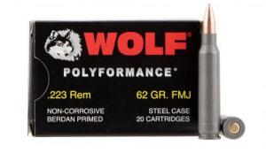 Wolf Performance  .223 Remington 62 Grain Bi-Metal Full Metal Jacket 20rd box - 22362