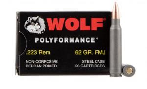 Wolf Performance  .223 Remington 62 Grain Bi-Metal Full Metal Jacket 20rd box - 22362