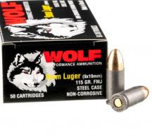 Wolf 9MM 115 Grain Full Metal Jacket - CASE - 919FMJ Wolf 9MM 115 Grain Full Metal Jacket - CASE - 919FMJ