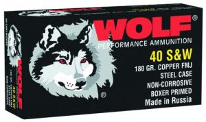 Wolf 40 Smith & Wesson 180 Grain Full Metal Jacket 500 Rnds - 40FMJ