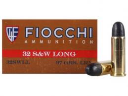 Fiocchi 32SWLL Cowboy Action 32S&WLong 97gr Lead Flat Point 50 Per Box/20 Case - 32SWLL Fiocchi 32SWLL Cowboy Action 32S&WLong 97gr Lead Flat Point 50 Per Box/20 Case - 32SWLL