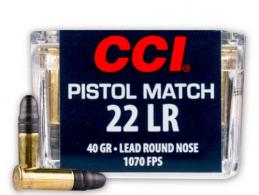 CCI Pistol Match .22LR 40gr LRN 50ct Box - 0051