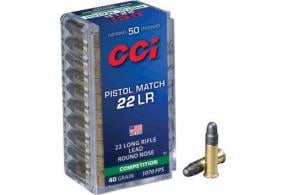 CCI Pistol Match .22LR 40gr LRN 50ct Box - 0051 CCI Pistol Match .22LR 40gr LRN 50ct Box - 0051