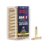 CCI Maxi-Mag 22 Magnum / 22 WMR Ammo 40gr Jacketed Hollow Point 50 Round Box - 0024 CCI Maxi-Mag 22 Magnum / 22 WMR Ammo 40gr Jacketed Hollow Point 50 Round Box - 0024