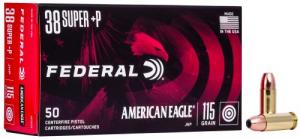 Federal American Eagle 38 Super+P Jacketed Hollow Point 115gr 50rd box - AE38S3 Federal American Eagle 38 Super+P Jacketed Hollow Point 115gr 50rd box - AE38S3